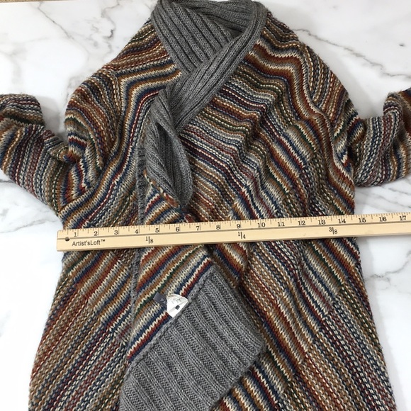 Jeans By Buffalo Gray Tan Knit Cardigan Sweater Womens Small Open Front Acrylic - Picture 8 of 10